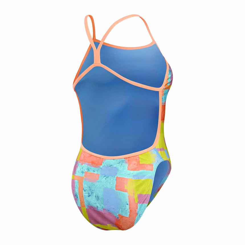Speedo Womens Allover Digital Vback Disco Peach, Curious Coral, Bitter Lime, Curious Blue, Arctic Glass