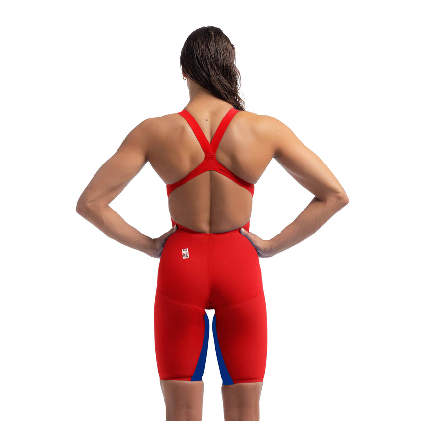 Speedo Fastskin LZR Pure Valor 2.0 Openback Kneeskin Flame Red/Cobalt Pop