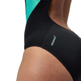 Speedo Badeanzug Eco Endurance+ Placement Laneback Schwarz/Grün