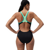 Speedo Badeanzug Eco Endurance+ Placement Laneback Schwarz/Grün