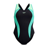 Speedo Badeanzug Eco Endurance+ Placement Laneback Schwarz/Grün