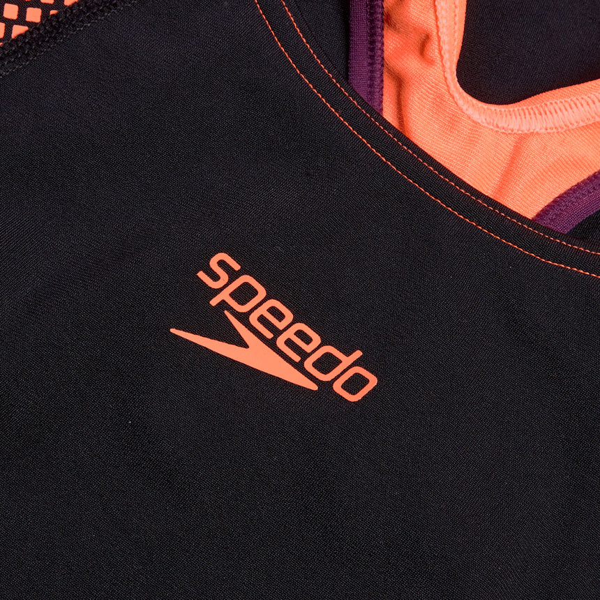 Speedo Badeanzug Placement Laneback Schwarz/Rot/Plum