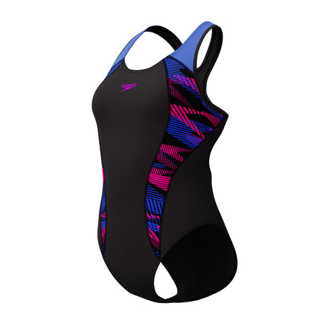 Speedo Badeanzug Placement Laneback Zoom Boom Placement Schwarz/Blau
