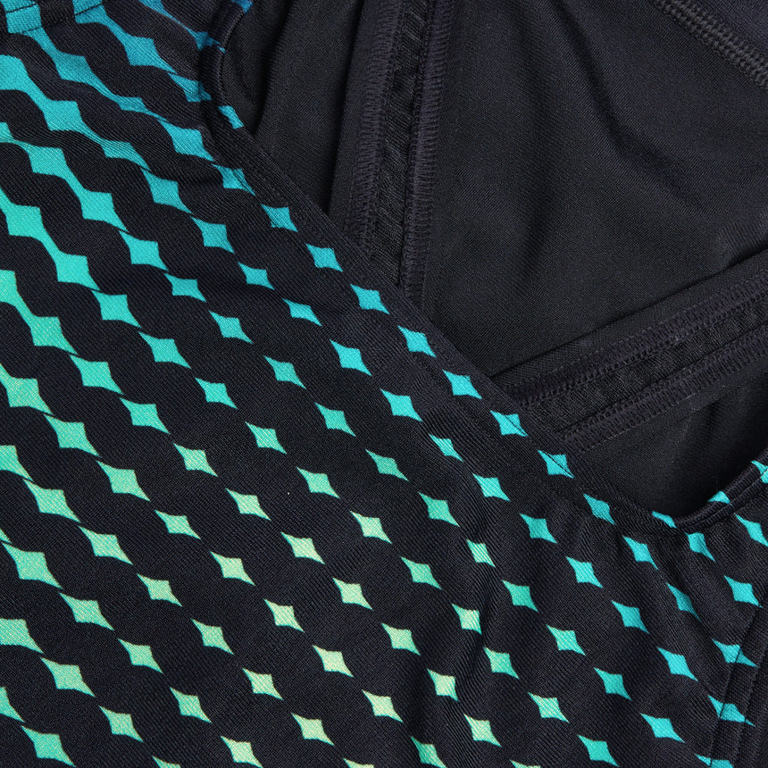 Speedo Badeanzug Digital Printed Medalist Schwarz/Grün