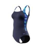 Speedo Badeanzug Print Luna Lustre Marine/Lavendel