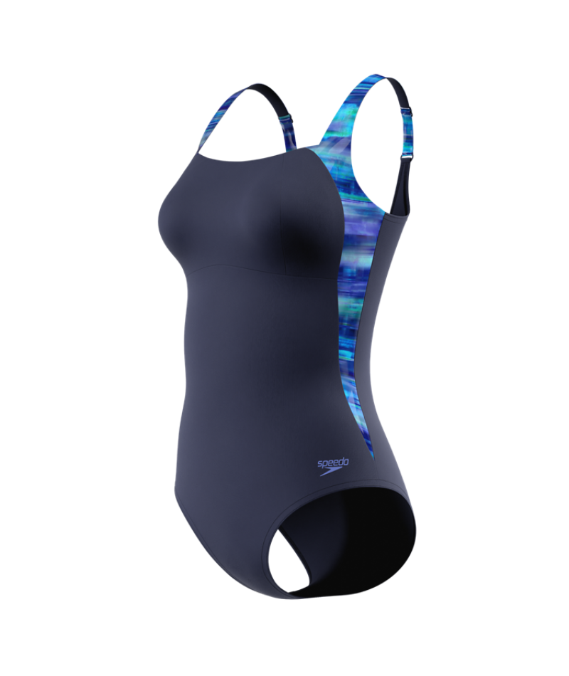 Speedo Badeanzug Print Luna Lustre Marine/Lavendel