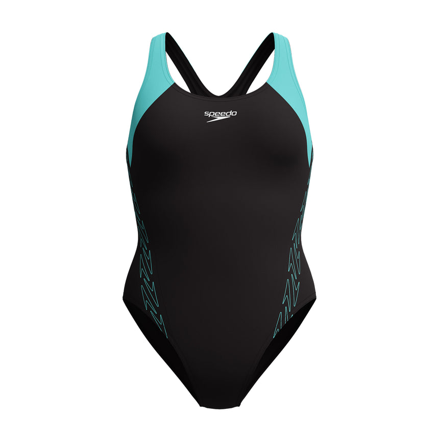 Speedo Badeanzug Hyperboom Splice Racerback Schwarz/Blau