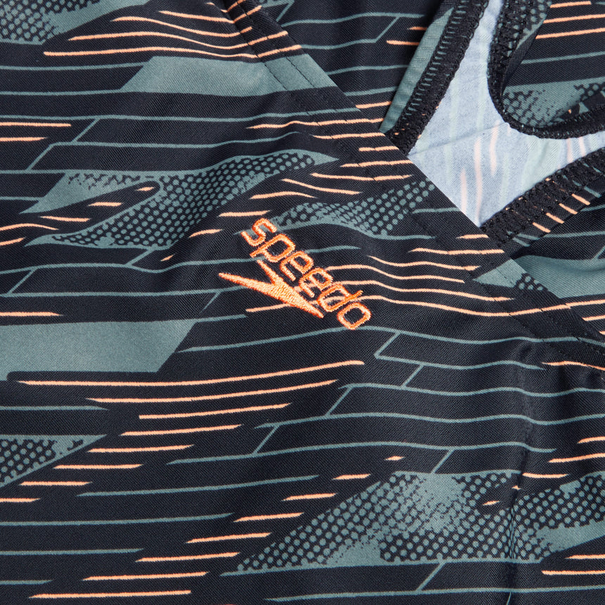 Speedo Girls Swimsuit Hyperboom Allover Medalist Blue/Green/Orange