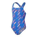 Speedo Meisjes Badpak Hyperboom Allover Medalist Blauw/Rood