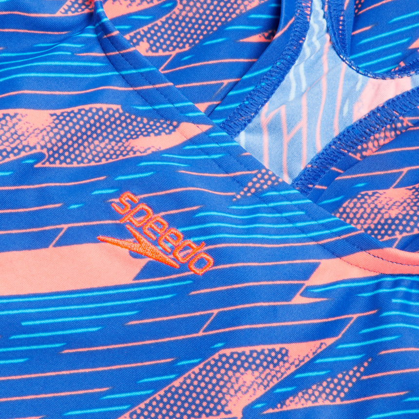 Speedo Girls Swimsuit Hyperboom Allover Medalist Blue/Red
