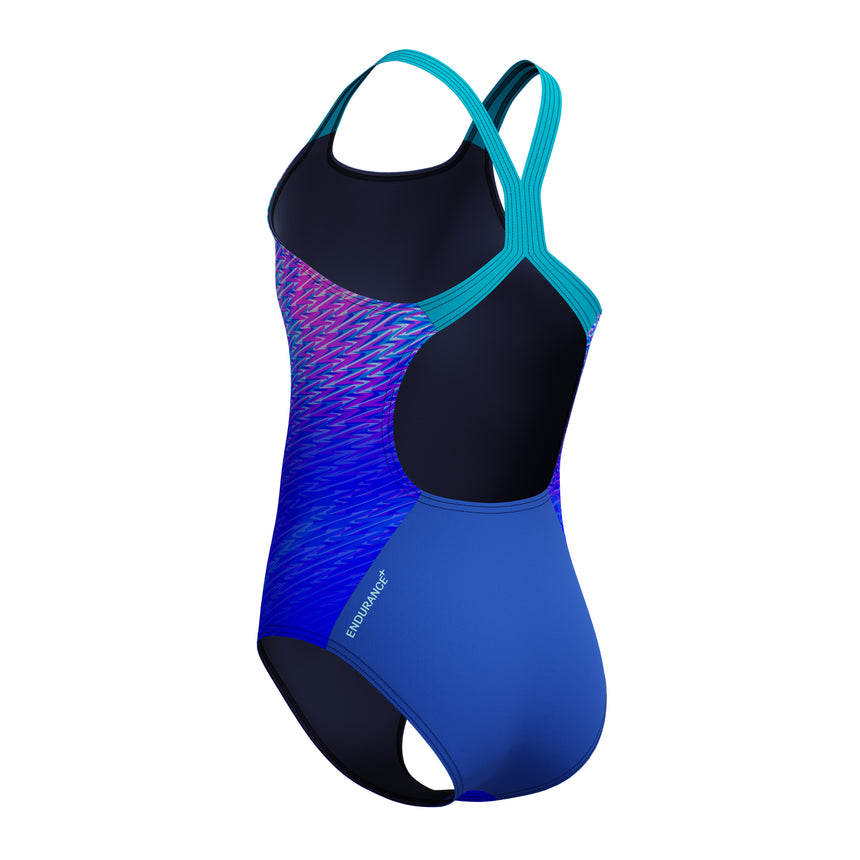 Speedo Meisjes Badpak Sprint Powerback Blauw/Turquoise