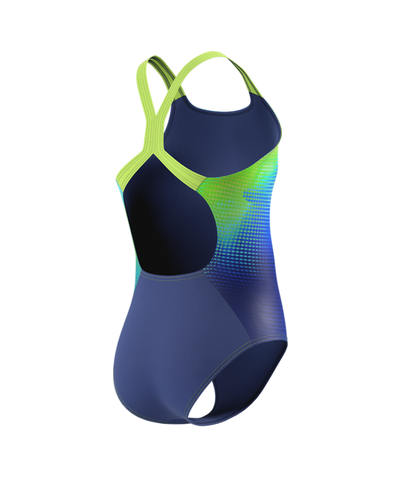 Speedo Mädchen Badeanzug Print Powerback Nightwatch/Citrusgrün