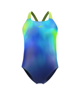 Speedo Mädchen Badeanzug Print Powerback Nightwatch/Citrusgrün