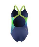 Speedo Mädchen Badeanzug Print Powerback Nightwatch/Citrusgrün