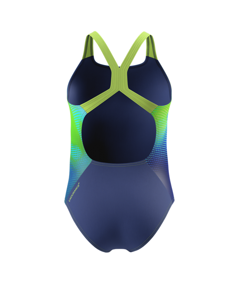 Speedo Mädchen Badeanzug Print Powerback Nightwatch/Citrusgrün