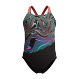 Speedo Meisjes Badpak Eco Endurance+ Print Placement Powerback Zwart/Rood