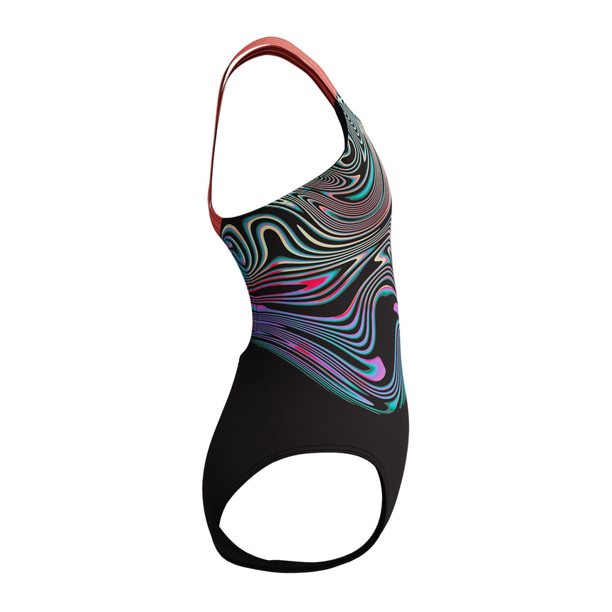 Speedo Meisjes Badpak Eco Endurance+ Print Placement Powerback Zwart/Rood