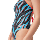 Speedo Badpak Allover Digital Powerback Zwart/Blauw