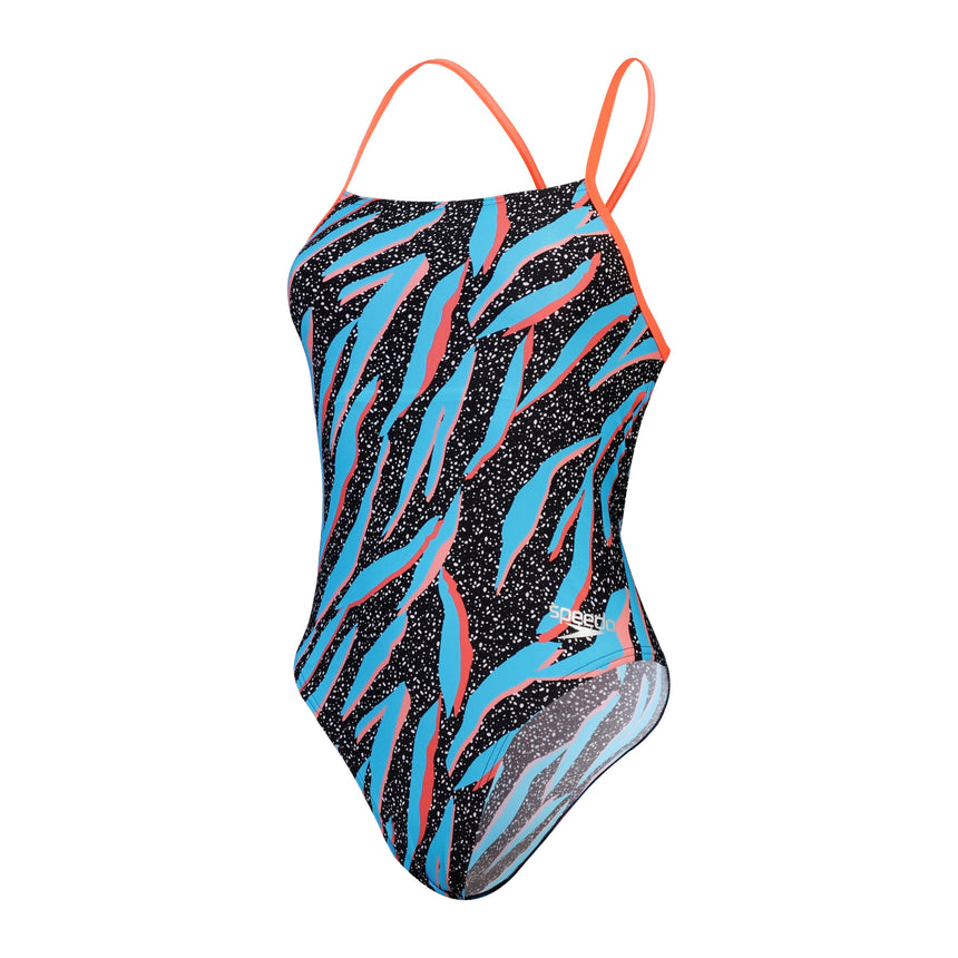 Speedo Badpak Allover Digital Powerback Zwart/Blauw
