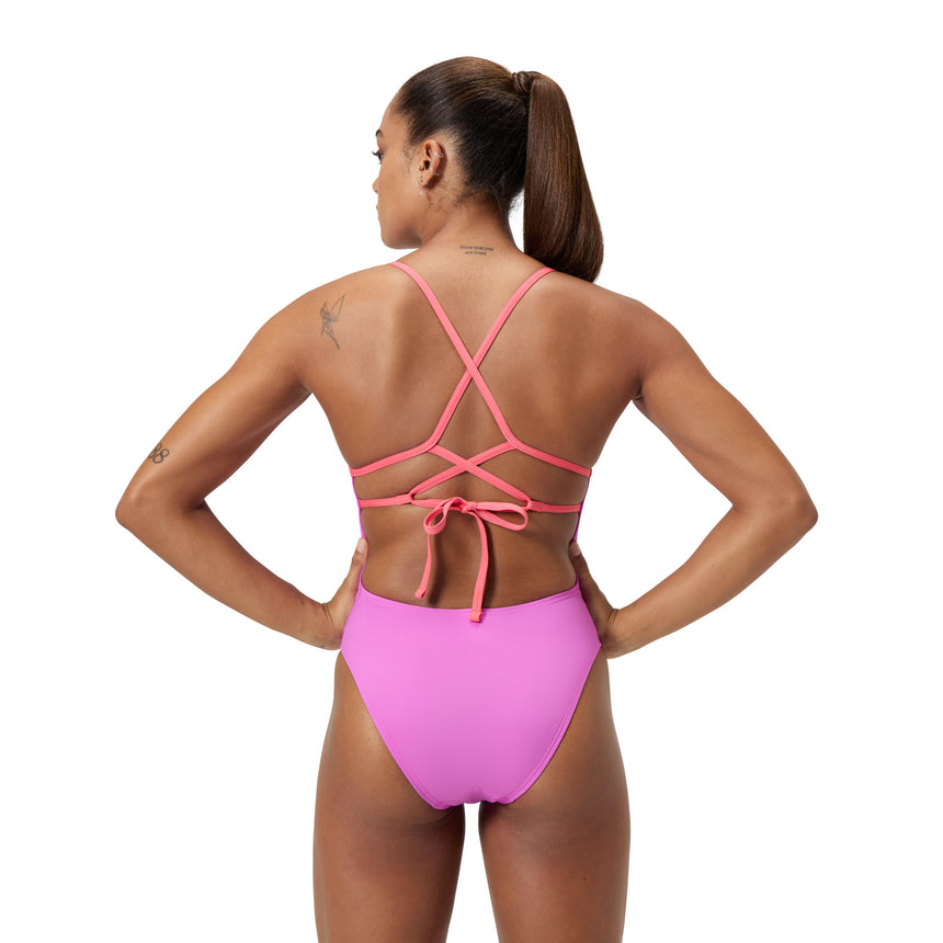 Speedo Badeanzug Solid Lattice Tie-Back Lila