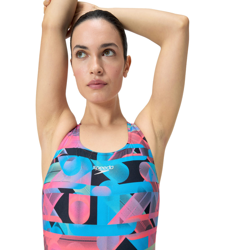 Speedo Badpak Allover Digital Powerback Zwart/Rood