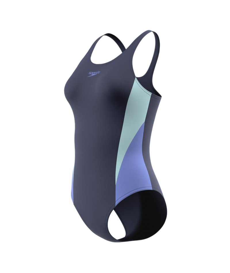Speedo Badeanzug Colourblock Splice Muscleback Marine/Blau/Lavendel
