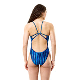 Speedo Damen Badeanzug Printed Web Back Brushy Stripes Kobaltblau