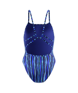 Speedo Damen Badeanzug Printed Web Back Brushy Stripes Kobaltblau