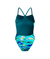 Speedo Dames Badpak Printed V-Back 2.0 Blauw/Groen