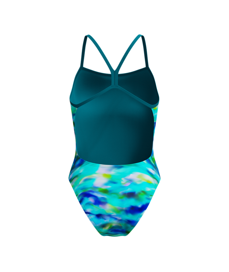 Speedo Dames Badpak Printed V-Back 2.0 Blauw/Groen