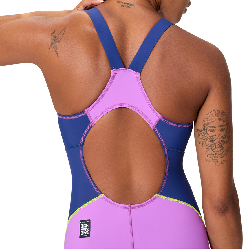 Speedo Dames Wedstrijdbadpak Fastskin HyperSpark Solid Open Back Paars/Marine