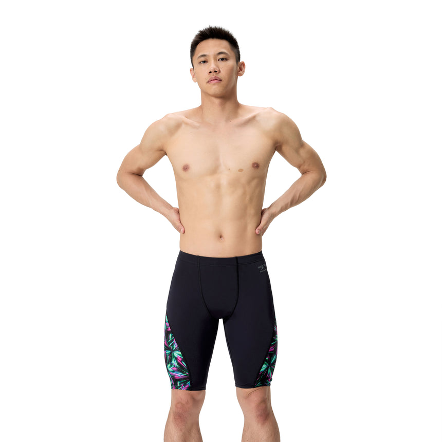 Speedo Heren Zwemjammer Spliced Printed Zwart/Groen