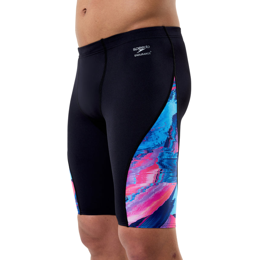Speedo Herren-Schwimmjammer Spliced Printed Brushy Glitch-Schwarz