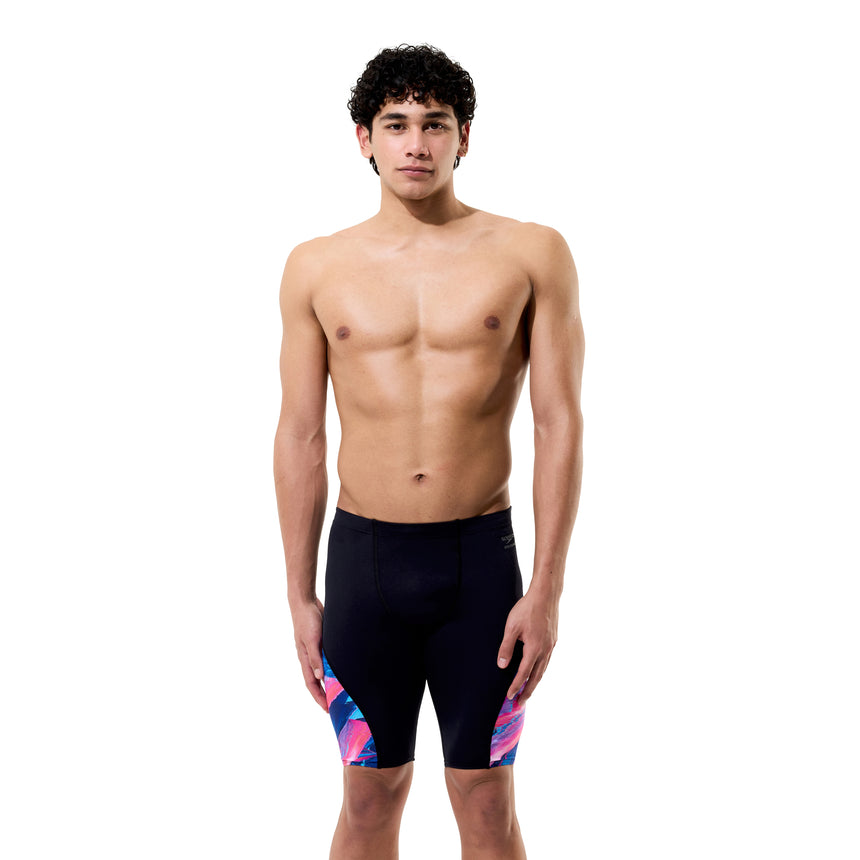 Speedo Herren-Schwimmjammer Spliced Printed Brushy Glitch-Schwarz