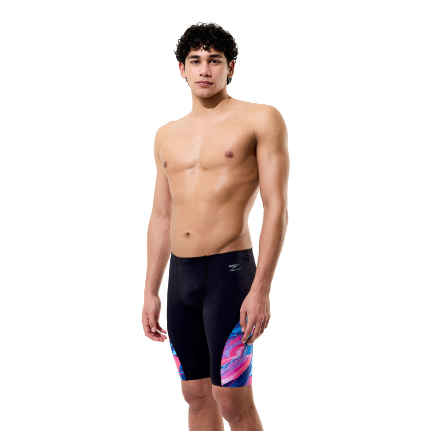Speedo Herren-Schwimmjammer Spliced Printed Brushy Glitch-Schwarz