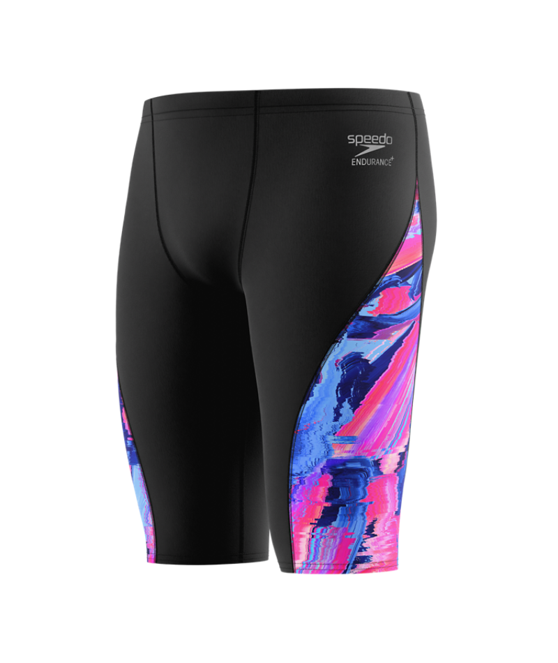 Speedo Herren-Schwimmjammer Spliced Printed Brushy Glitch-Schwarz
