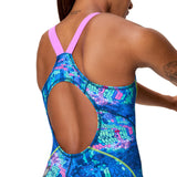 Speedo Dames Wedstrijdbadpak Fastskin HyperSpark Print Open Back Blauw/Paars