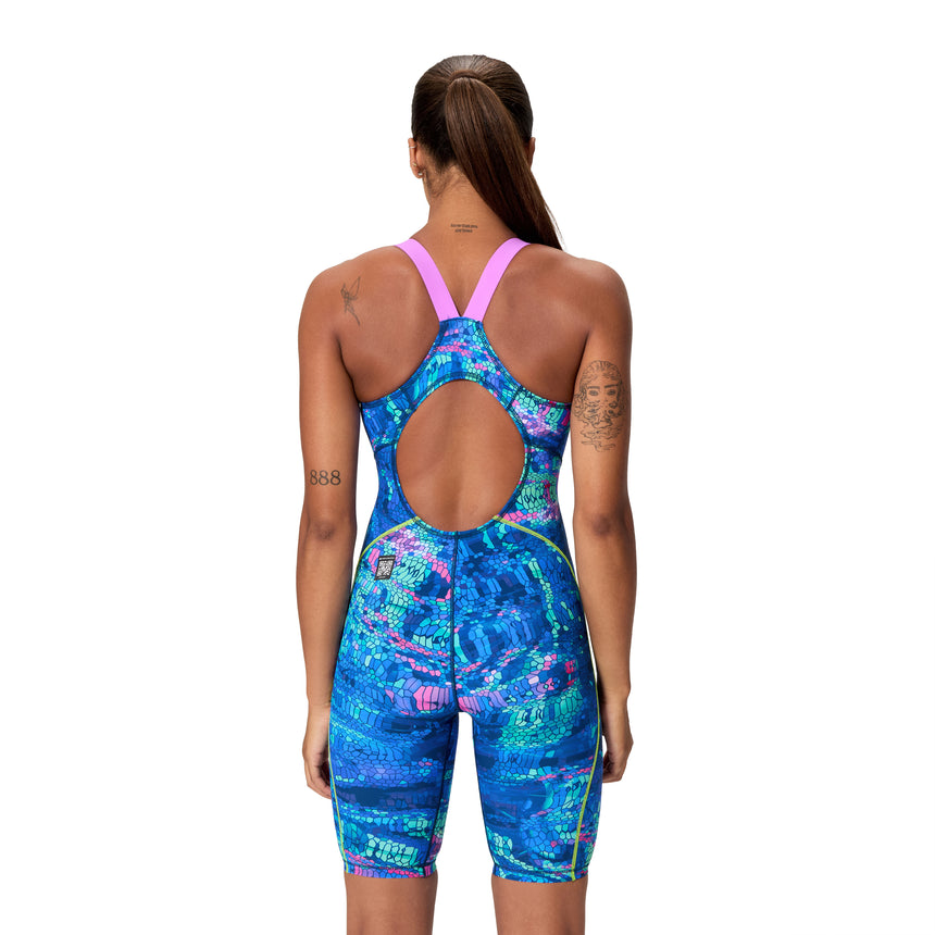 Speedo Dames Wedstrijdbadpak Fastskin HyperSpark Print Open Back Blauw/Paars
