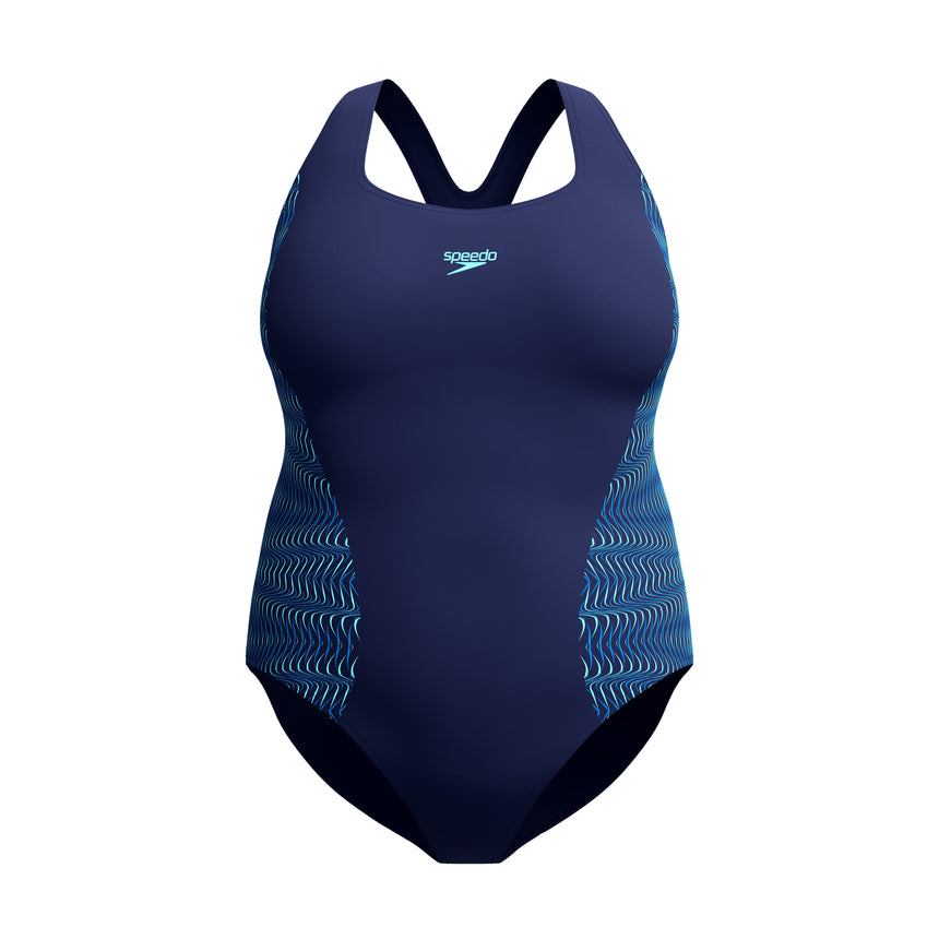 Speedo Dames Badpak Plus Size Placement Medalist Marine/Blauw