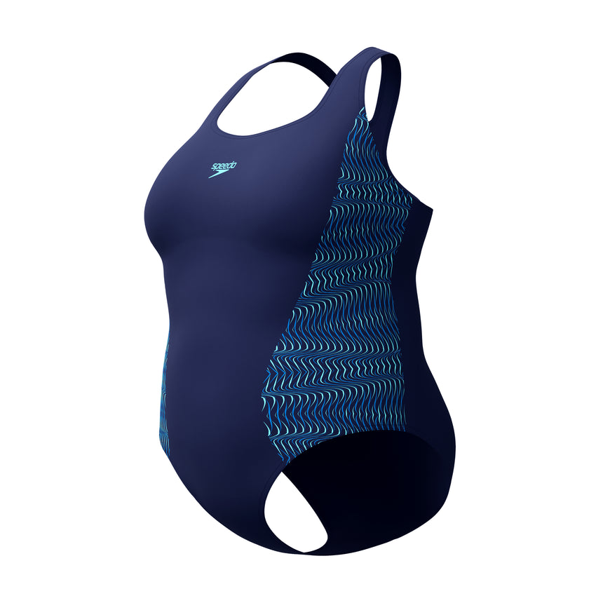 Speedo Dames Badpak Plus Size Placement Medalist Marine/Blauw