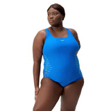 Speedo Shaping Swimsuit Eco Enduraflex Placement Medalist Plus Size Blue