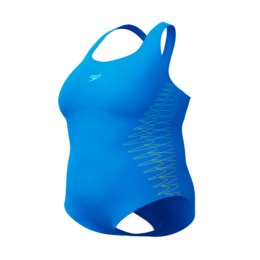 Speedo Shaping Swimsuit Eco Enduraflex Placement Medalist Plus Size Blue