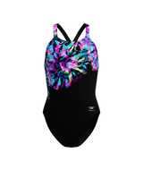 Speedo Dames Badpak Placement Printed Powerback Zwart/Blauw