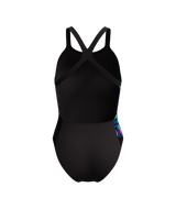 Speedo Dames Badpak Placement Printed Powerback Zwart/Blauw