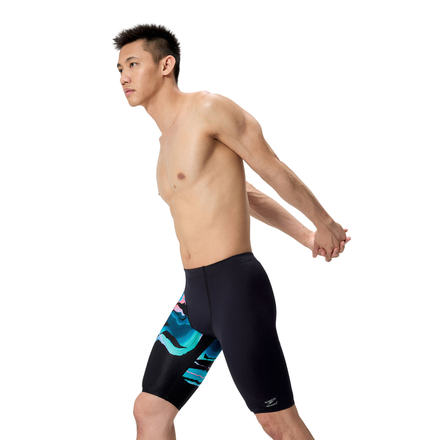 Speedo Heren Zwemjammer Placement Printed Zwart/Blauw