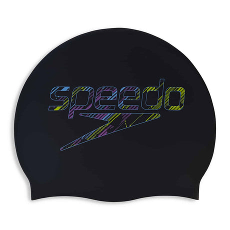 Speedo Reversible Moulded Silicone Cap Black/Curious Blue/Lemon Drizzle