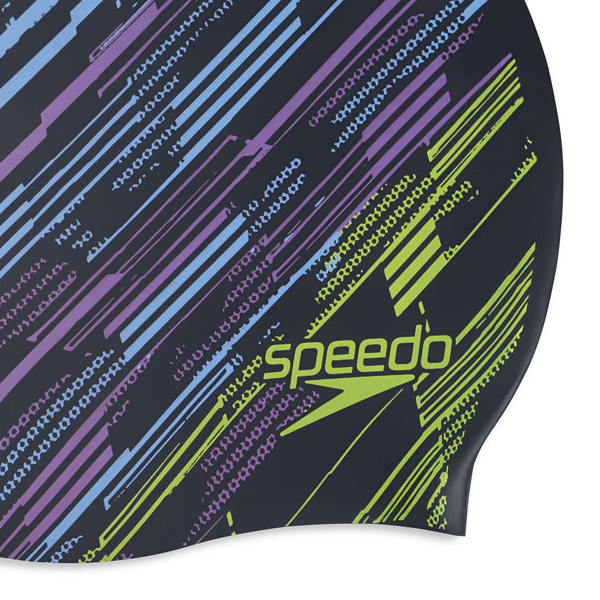 Speedo Swim Cap Reversible Moulded Silicone Black/Curious Blue/Lemon Drizzle