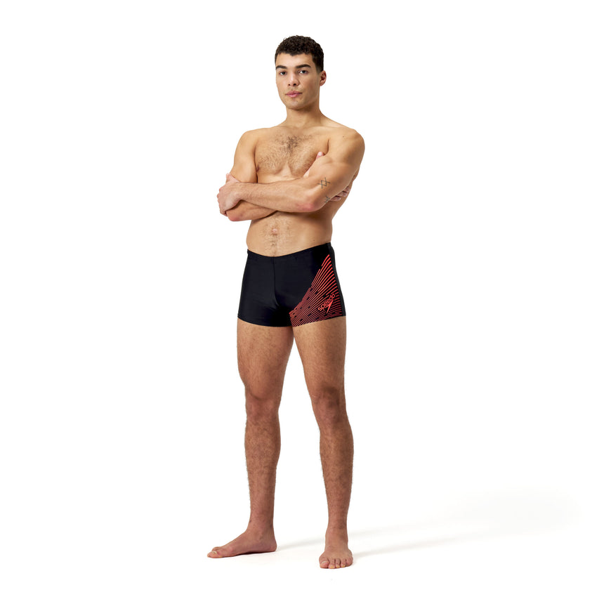Speedo Badeboxer Medley Logo Schwarz/Rot