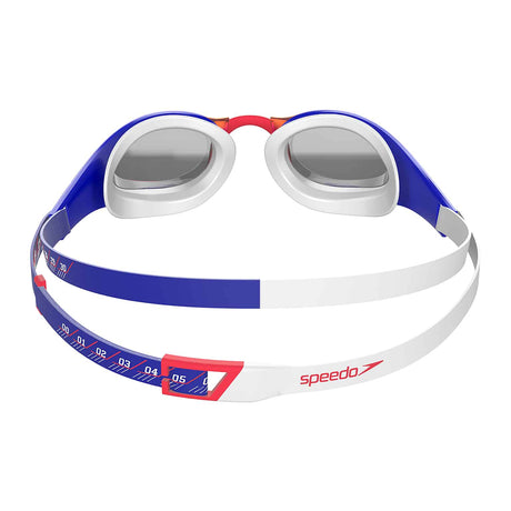 Speedo Wettkampf Schwimmbrille Fastskin Pure Focus Mirror Flame Red/True Cobalt/Weiß/Shadow