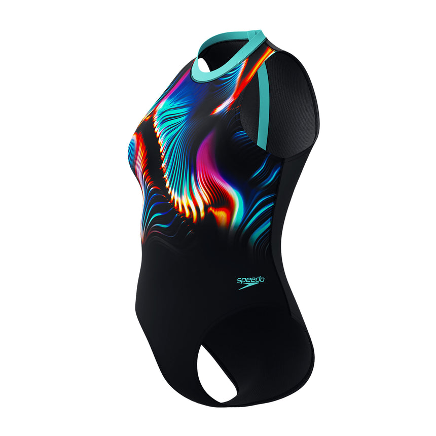 Speedo Badeanzug Printed Hydrasuit Schwarz/Blau